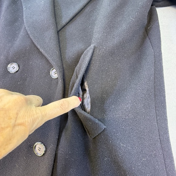 Donny Brook Black Wool Double Breasted Lined Trench Coat Womens 12P - Picture 9 of 12